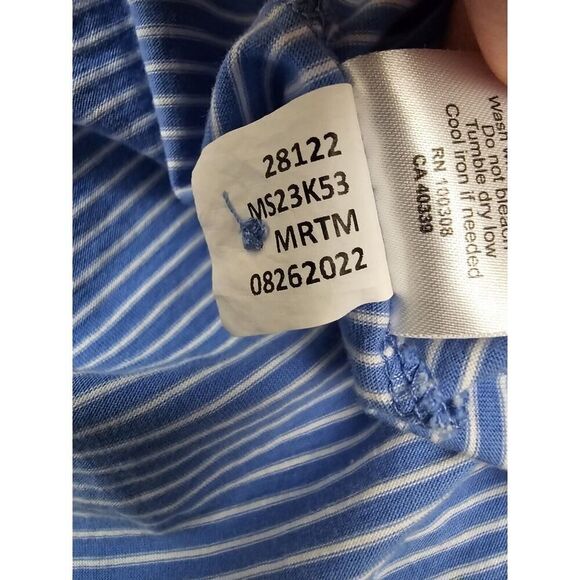 Peter Millar Pilot Mill Polo Mens Medium Pima Cotton Blue Striped Soft - Picture 10 of 11